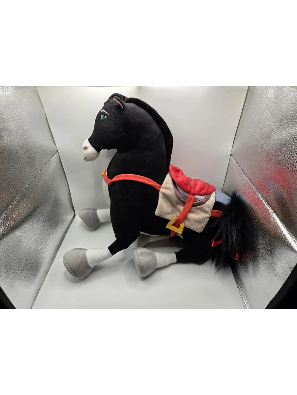 Disney Store Khan Mulan Plush Horse Black w/Saddle Stuffed Toy 15